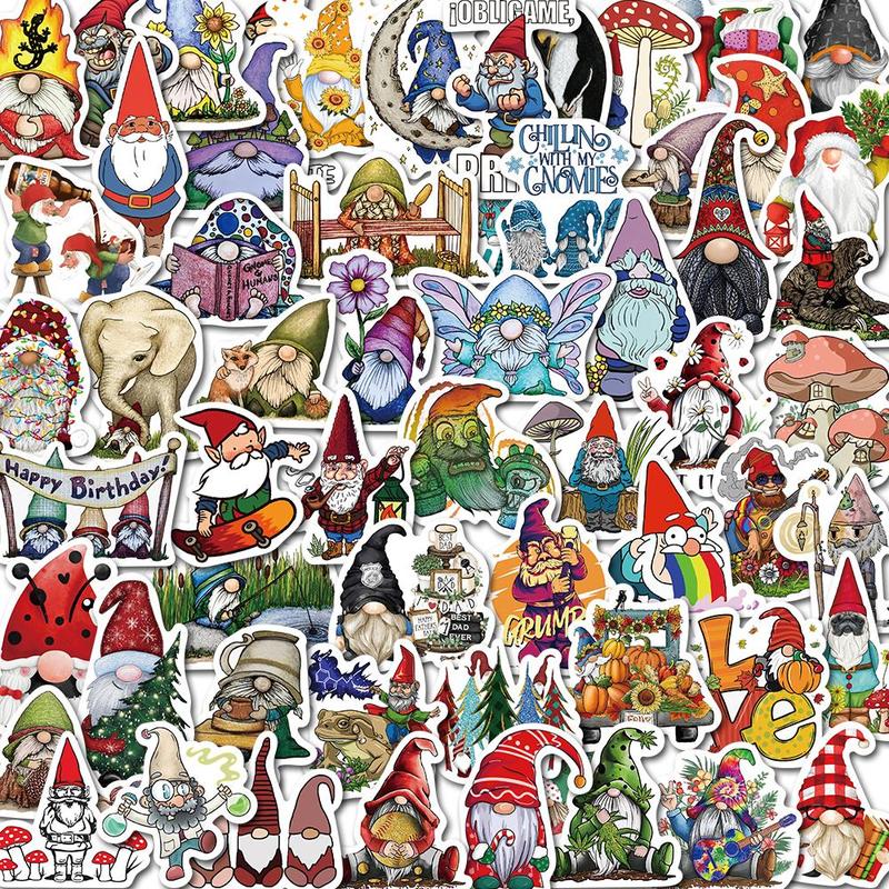 Cartoon Gnome Pattern Sticker, 60pcs Self Adhesive Decorative Stickers, DIY Decals for Water Bottle, Laptop, Phone Case, Scrapbooking, Journal Making