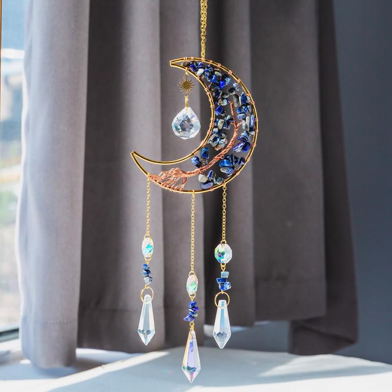 Moon Catcher Crystal Wind Chime Home Decoration Hanging Hand Tree Ornaments Hangable