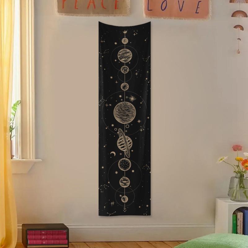 Moon Pattern Tapestry, 1 Count Ramadan Mubarak Wall Hanging Background Decor, Decorative Wall Art For Home Living Room Bedroom Dormitory, Ramadan Decorations for Home, Mubarak Decorations