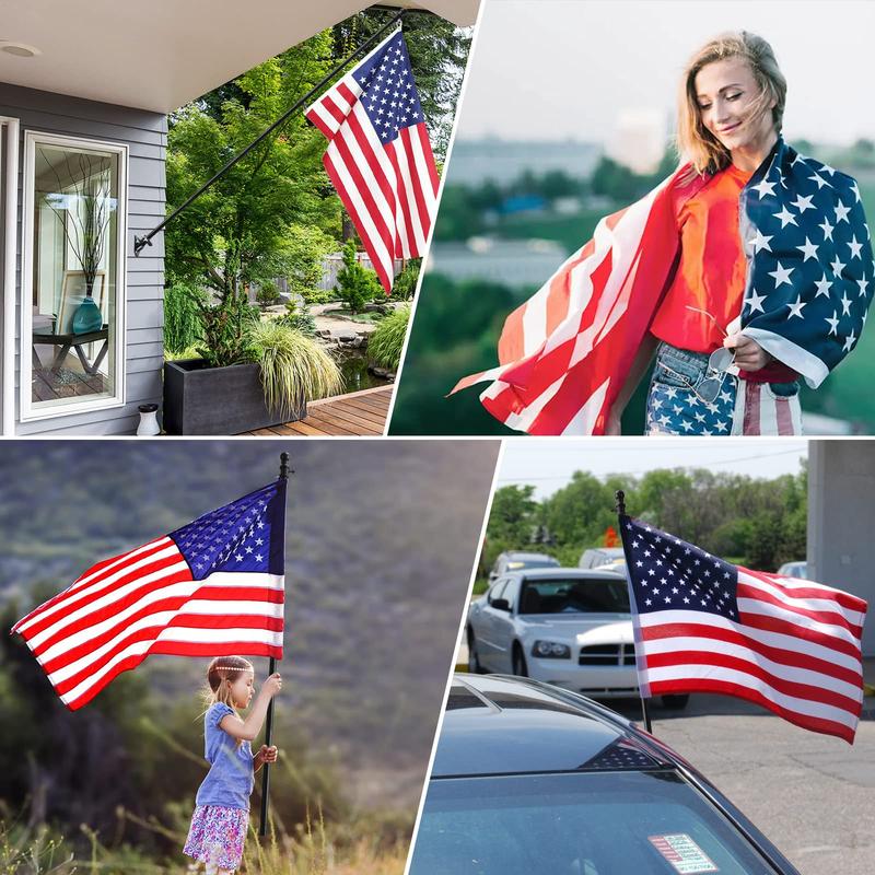 SHEPHOOK Flag Pole Kit Banners Gift-Includes Heavy Duty Tangle Free Flagpole,3*5 Embroidered US Flag,Steel Holder Bracket,for Outside,Porch,Garage