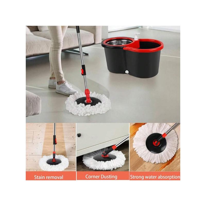 Spin Mop And Bucket With Wringer Set, 360° Spinning Mop Bucket System With 3 Microfiber Mop Replacement Heads, 61