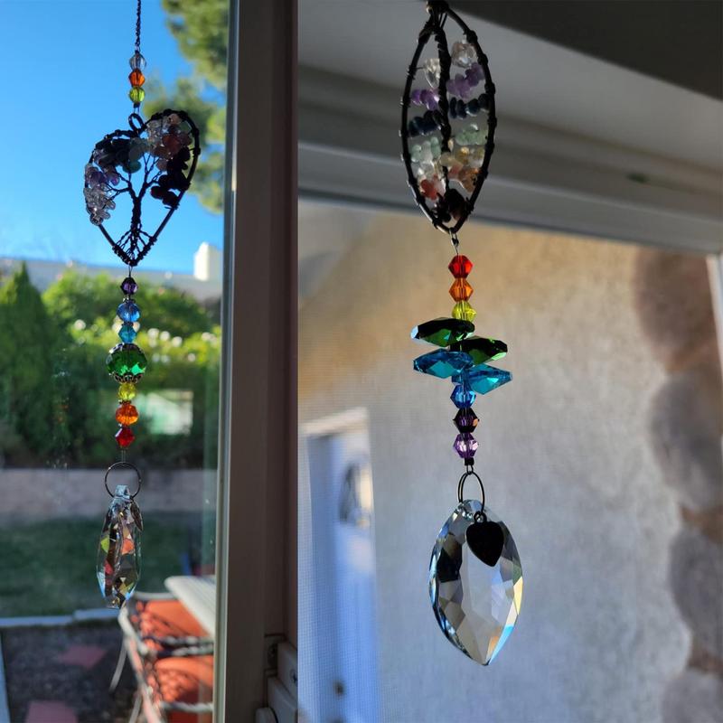 Artificial Crystal Suncatcher, Tree Of Life Design Suncatcher, Boho Style Hanging Decor for Home Garden Yard Balcony