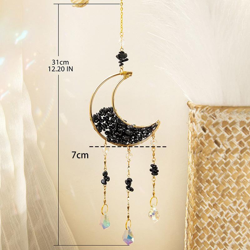 Moon Catcher Crystal Wind Chime Home Decoration Hanging Hand Tree Ornaments Hangable