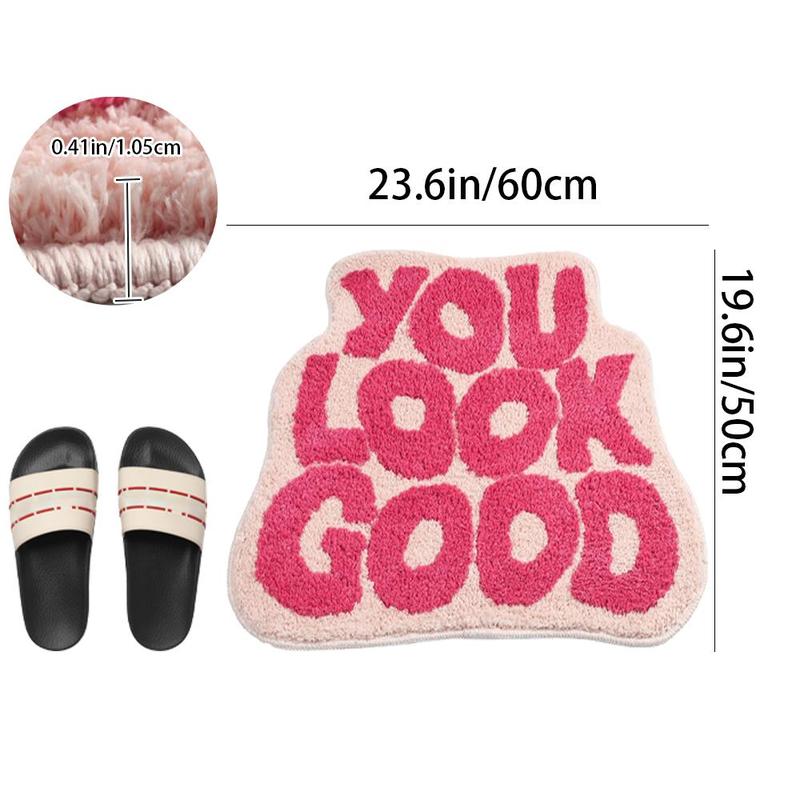 You Look Good Pattern Bath Mat for Room Decor, Soft Plush Bath Rug, Non-slip Bathroom Decorative Floor Mat, Bathroom Accessories