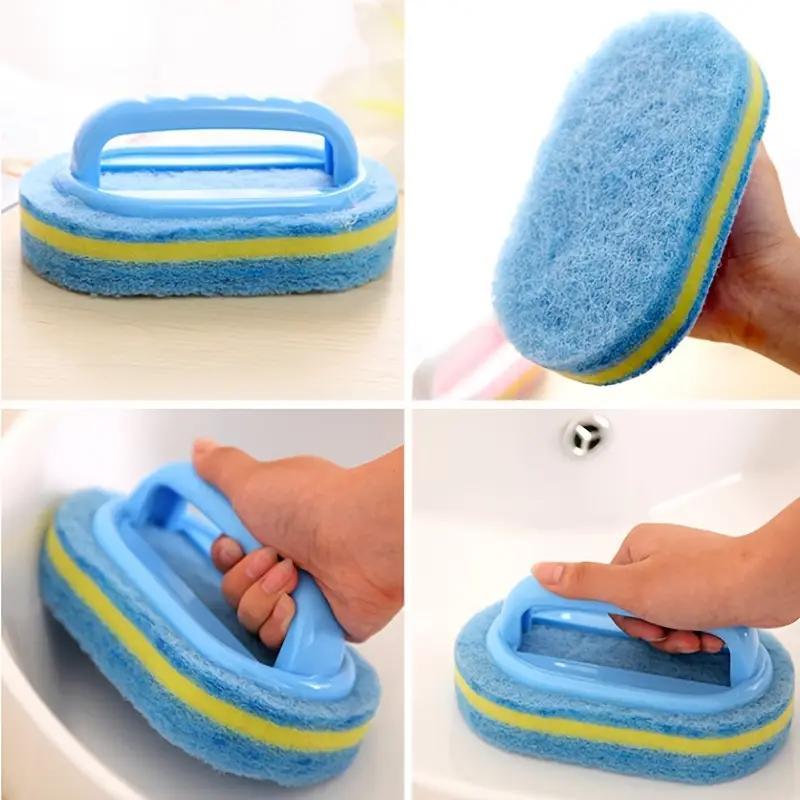 3 Layer Cleaning Sponge Brush with Plastic Handle, 1 Count Home Bathroom Kitchen Cleaning Brush