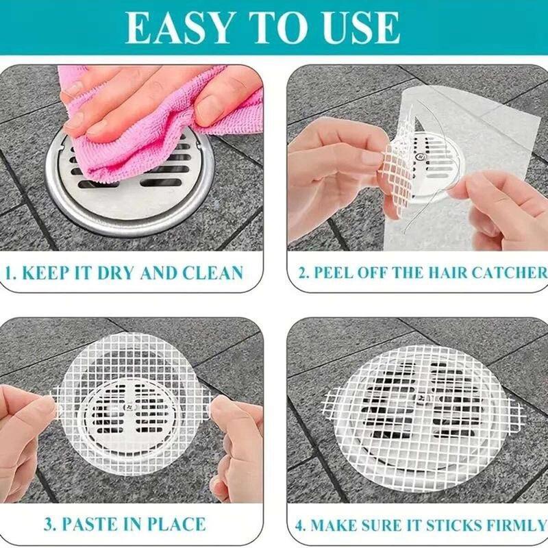 Floor Drain Sticker, 10pcs Self Adhesive Floor Drain Cover, Decontamination Net Decal for Bathroom Kitchen