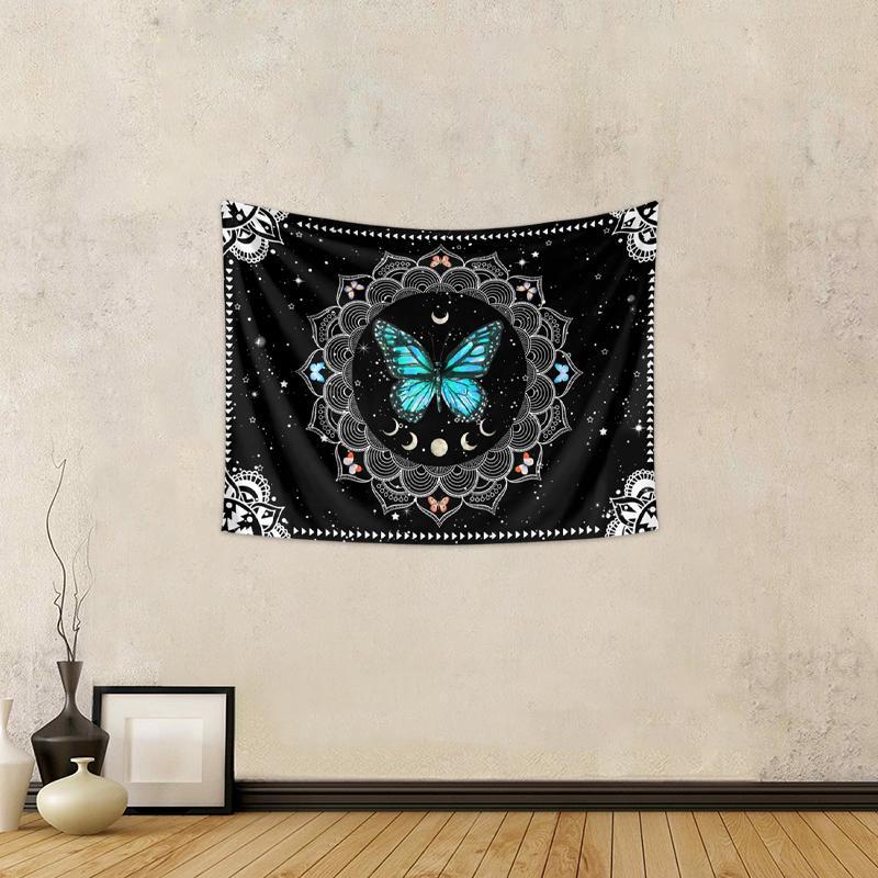 Festival Ornaments, Mandala Flower & Butterfly Pattern Tapestry, Aesthetic Hanging Tapestry, Bedroom Accessories, Wall Art Decoration for Home Dorm Decor