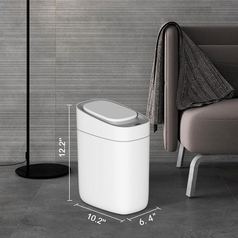 Automatic Bathroom Trash Can with Lid 2.5 Gallon Slim Sensor Garbage Can, 9L Narrow Plastic Trash Bin,  Motion Sensor Trash Bin for Bedroom, Living Room, Narrow Space