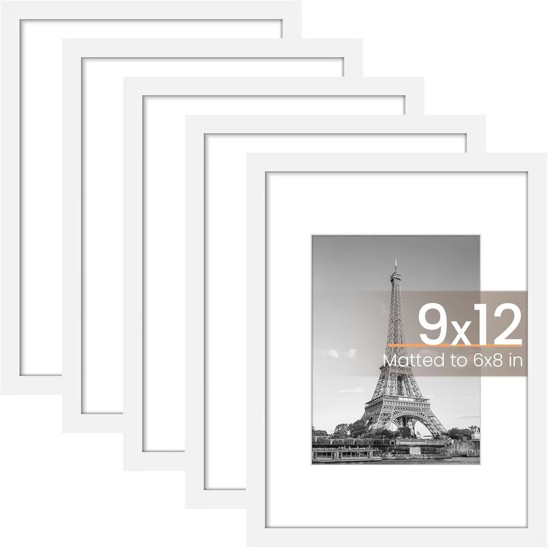 Picture Frame, Display Pictures 5x7 with Mat or 8x10 Without Mat, Wall Hanging Photo Frame, Black, 1 Pack