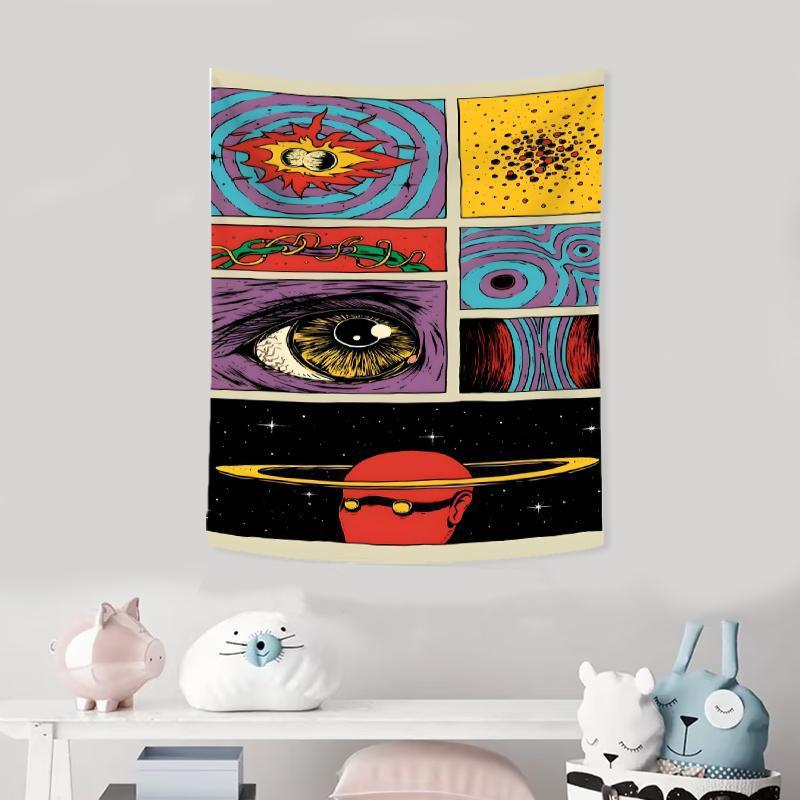 Psychedelic Cosmic Vision Tapestry, Vibrant Abstract Wall Art for Living Room, Bedroom, Dorm Decor, Perfect Birthday Gift, with Free Installation Kit