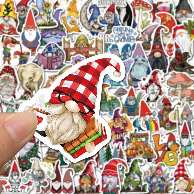 Cartoon Gnome Pattern Sticker, 60pcs Self Adhesive Decorative Stickers, DIY Decals for Water Bottle, Laptop, Phone Case, Scrapbooking, Journal Making