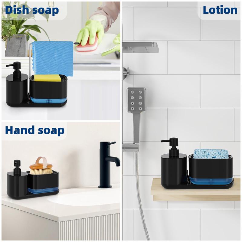 5-in-1 Soap Dispenser Set, 1 Set Including Sponge Holder & Towel Rack & Hand Soap Bottle & Dish Soap Box, Bathroom Supplies