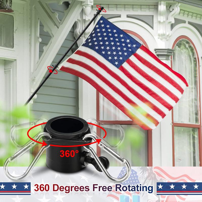 SHEPHOOK Flag Pole Kit Banners Gift-Includes Heavy Duty Tangle Free Flagpole,3*5 Embroidered US Flag,Steel Holder Bracket,for Outside,Porch,Garage