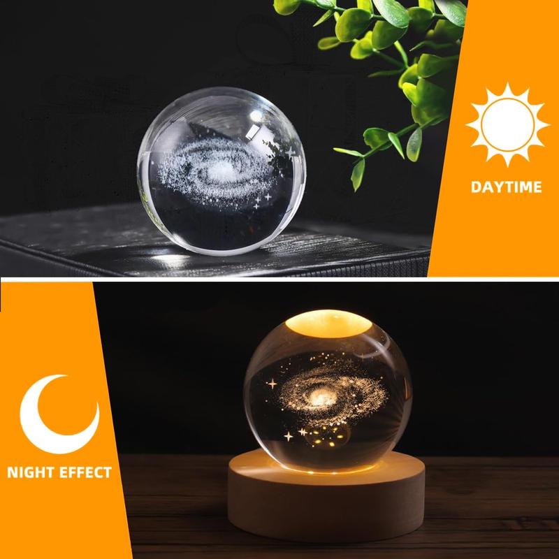 3D Crystal Ball 60mm Universe Gifts with Laser Engraved Model Astronomy Decor Solar System, Milky Way, Saturn, Moon, Gift for Kids, Physics Enthusiasts, and Space Model Collectors