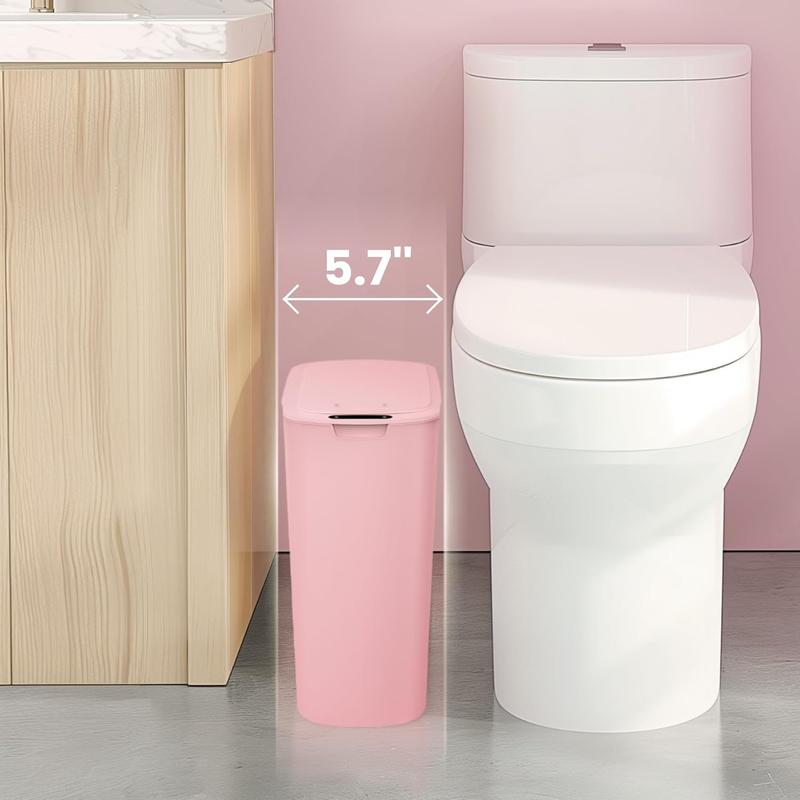 Cesun Automatic Motion Sensor Bathroom Trash Can with Lid, 2.6 Gallon Touchless Trash Bin, Smart Plastic Slim Garbage Can Small White Wastebasket for Toilet, Office, rv, Bedroom, Living Room