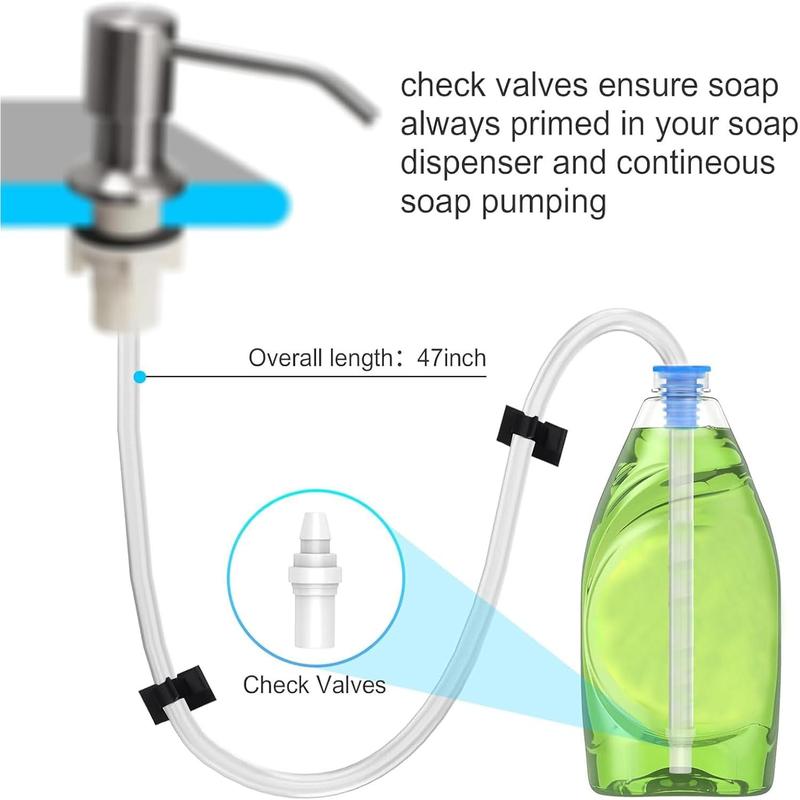 Soap dispenser conversion extension tube kit with check valve, 47 