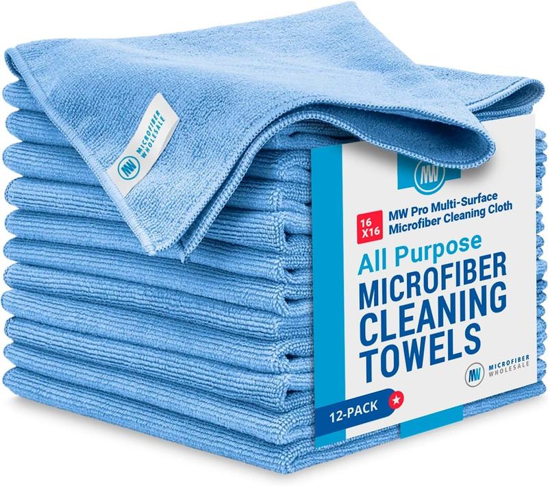 MW Pro Multi-Surface Microfiber Towel – 12 Pack | Premium Cleaning Cloth | Clean, Buff, Dust, Polish, Absorb | Large 16