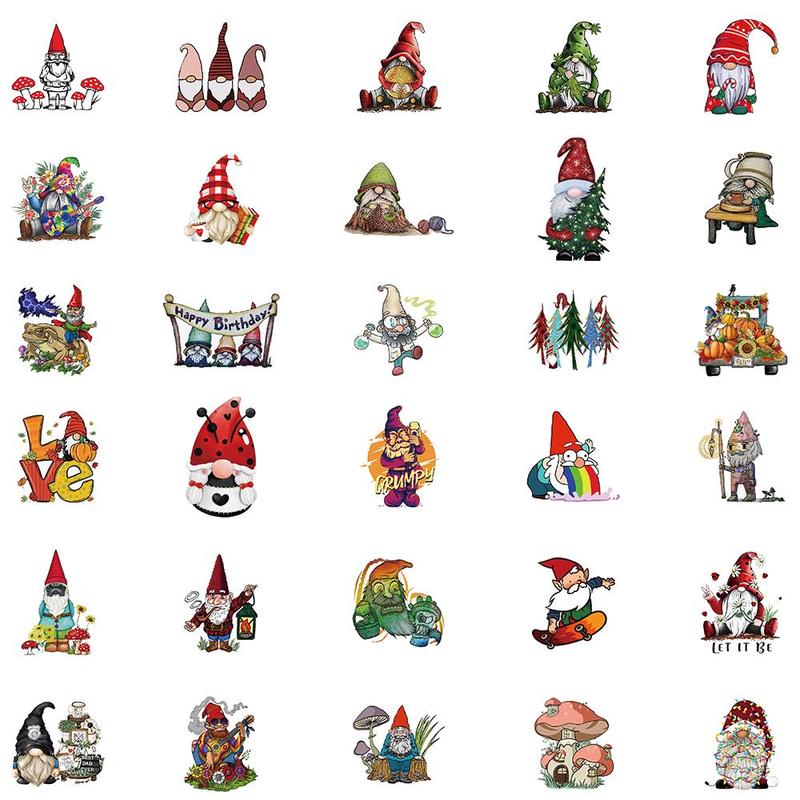 Cartoon Gnome Pattern Sticker, 60pcs Self Adhesive Decorative Stickers, DIY Decals for Water Bottle, Laptop, Phone Case, Scrapbooking, Journal Making