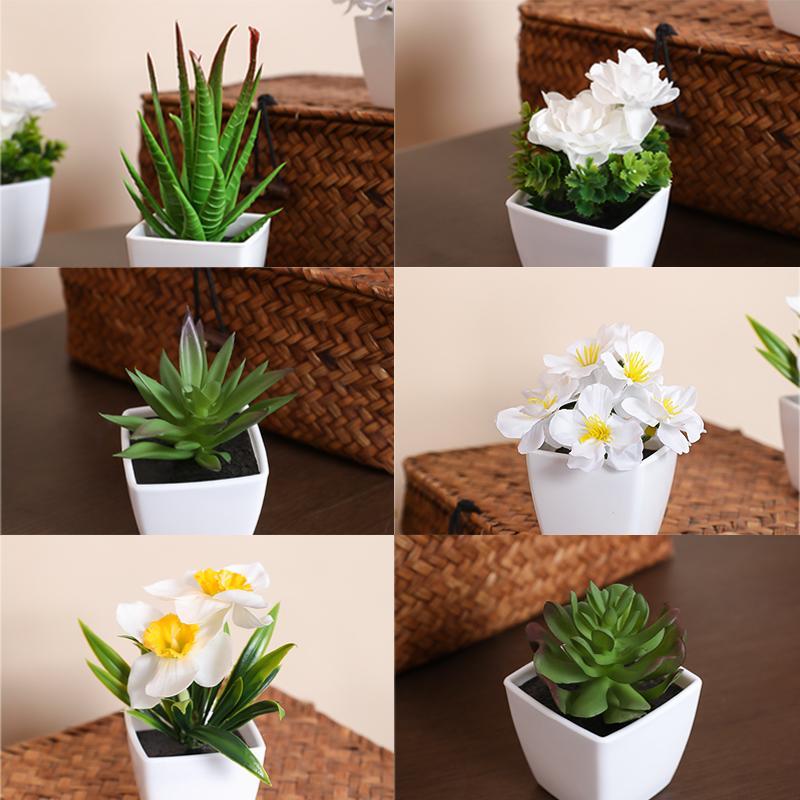 Artificial Potted Plant, 6 Counts Mini Fake Potted Succulent, Decorative Plant for Home Living Room Bedroom Dining Room