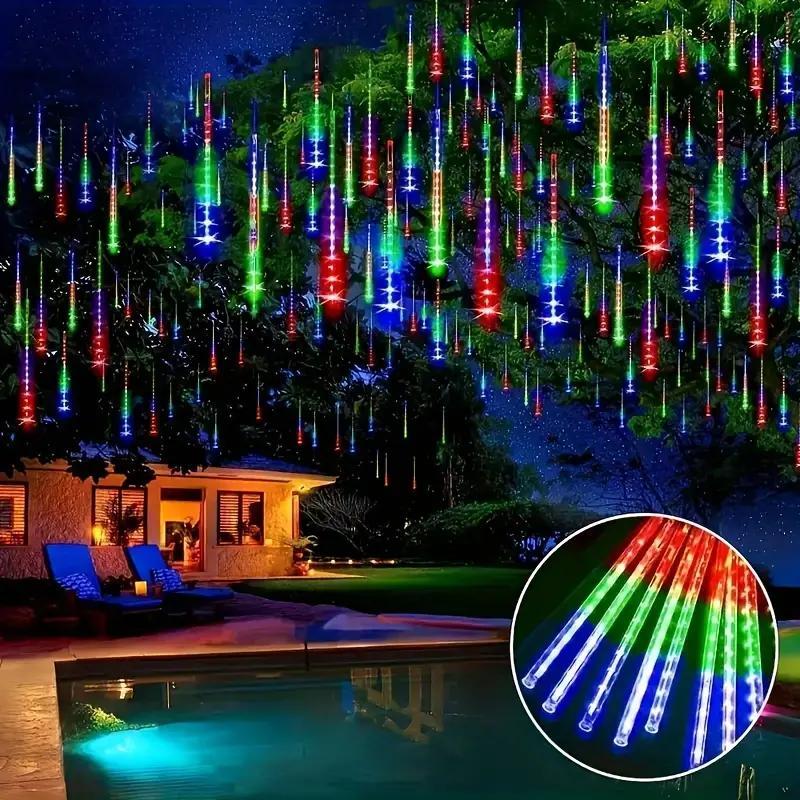 USB Powered Star Shower LED String Light, 1 Set 8 Tubes LED String Light, Decorative Light for Christmas, Wedding