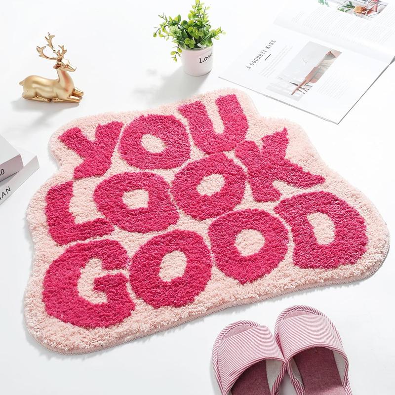 You Look Good Pattern Bath Mat for Room Decor, Soft Plush Bath Rug, Non-slip Bathroom Decorative Floor Mat, Bathroom Accessories