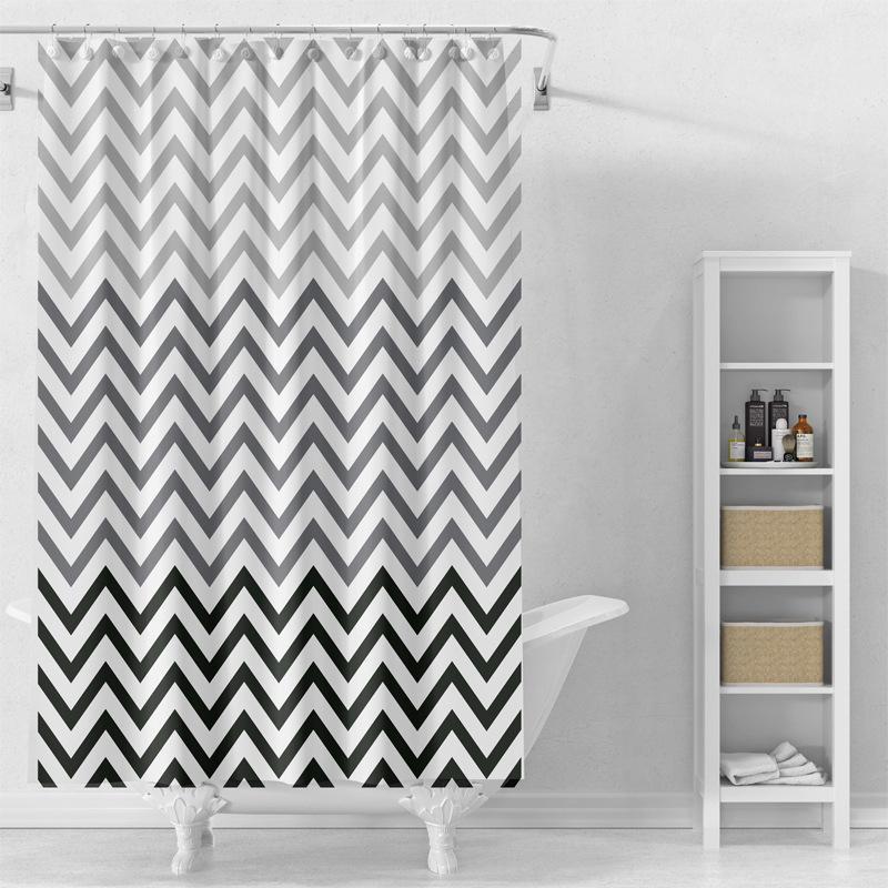 Wave Pattern Shower Curtain, 1 Count Modern Simple Bathroom Waterproof Shower Curtain, Bathroom Accessory, Bathroom Decorations, Bathroom Supplies