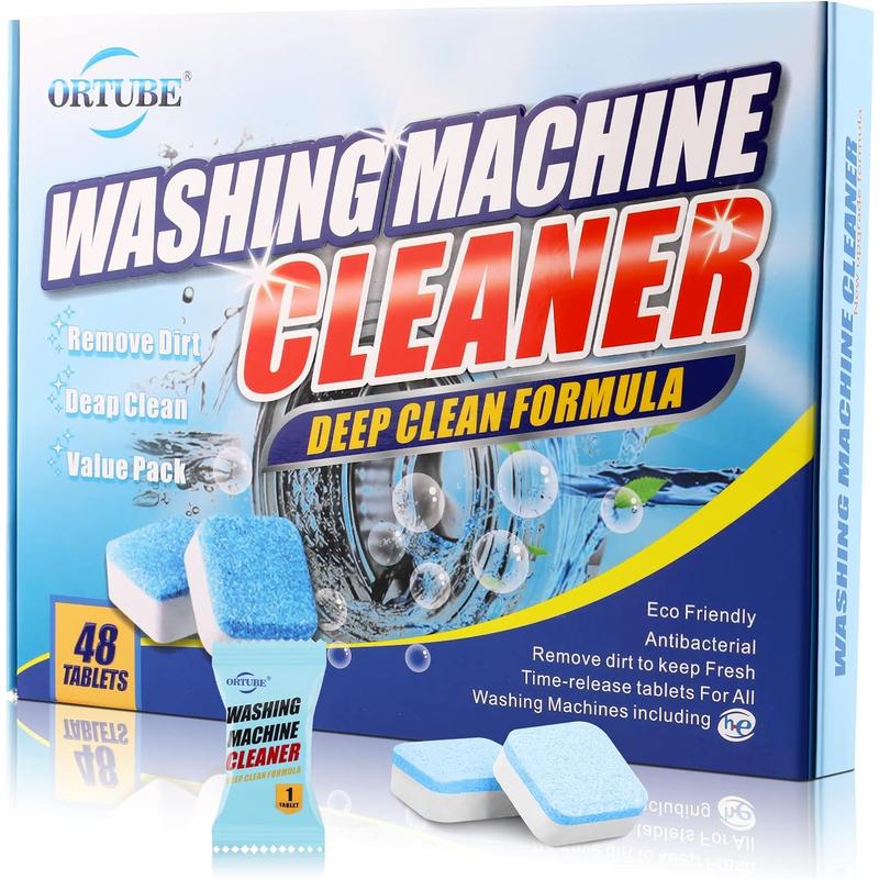 48 Pack Washing Machine Cleaner - Deep Cleaning Formula Tablets for Front and Top Loader Washer Machines ORTUBE