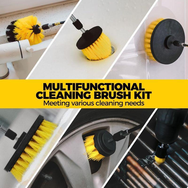 Drill Brush Attachment Set, Power Scrubber Brush, Cleaning Brush & Scrub Pads for Bathroom Surfaces, Floor, Tub, Shower, Grout, Tile, Corners