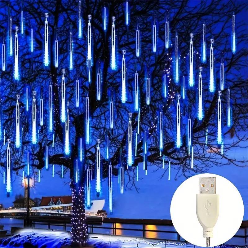 USB Powered Star Shower LED String Light, 1 Set 8 Tubes LED String Light, Decorative Light for Christmas, Wedding