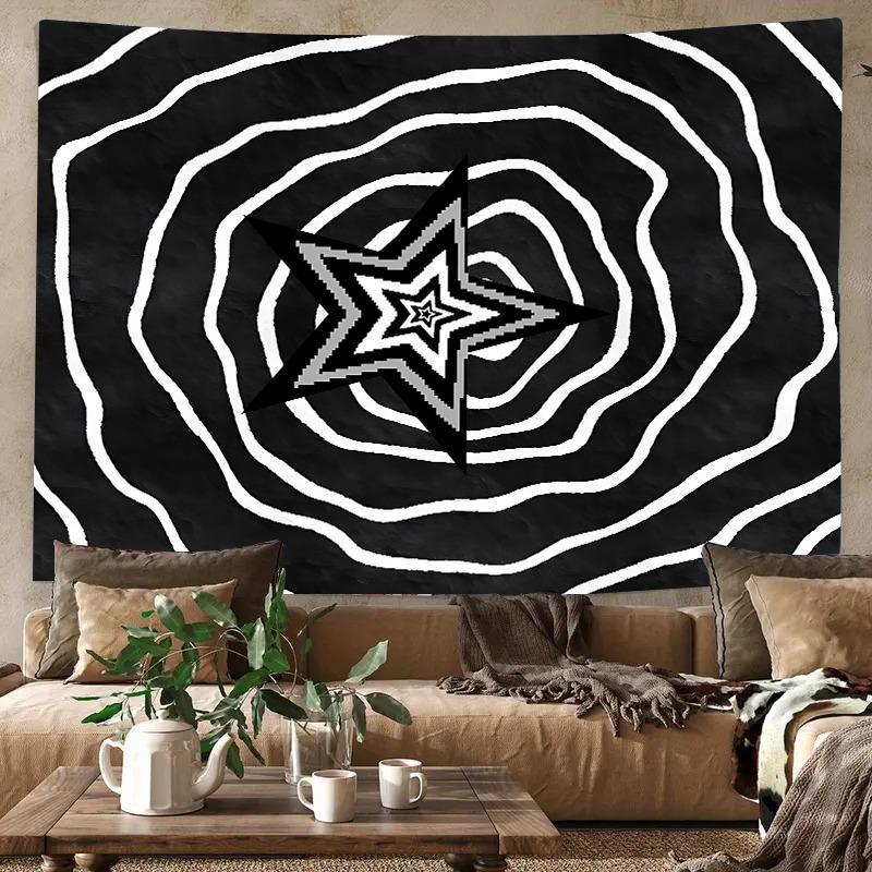 Star & Irregular Round Pattern Tapestry, 1 Count Polyester Wall Art, Wall Hanging Decor for Living Room, Bedroom, Dorm Decor