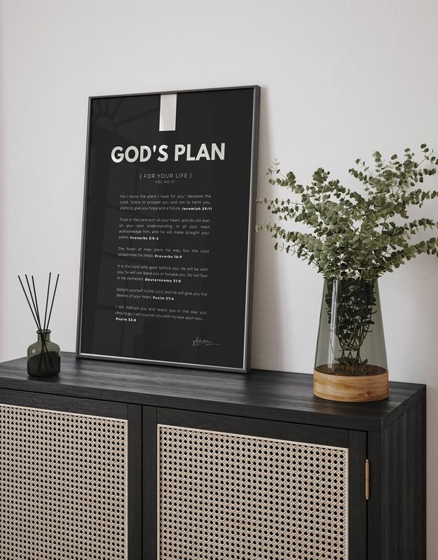 God's Plan For Your Life Poster No Framed, Promises Of God Poster, Black And White Wall Art, Religious Decor, Modern Christian Home Decor, Scripture Wall Decor, Gifts For Her, Wall Art, Wall Room Decor