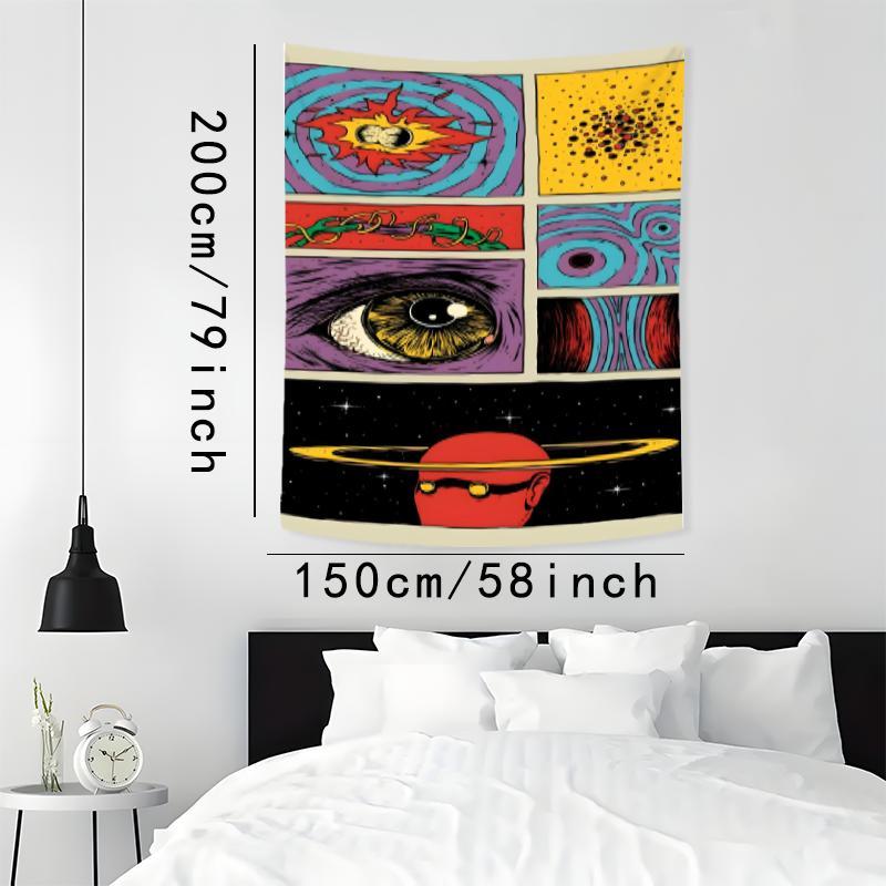 Psychedelic Cosmic Vision Tapestry, Vibrant Abstract Wall Art for Living Room, Bedroom, Dorm Decor, Perfect Birthday Gift, with Free Installation Kit