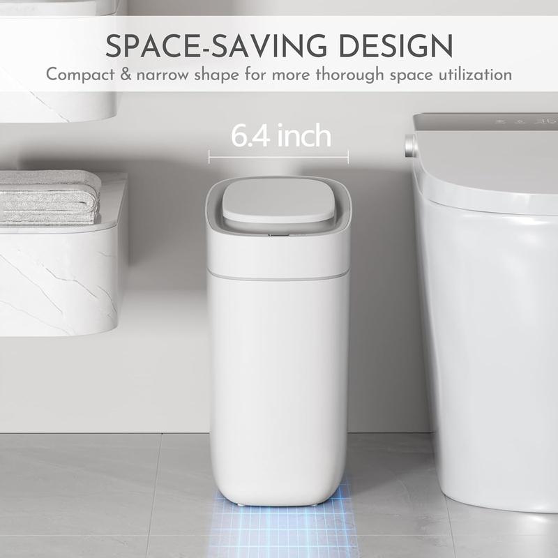 Automatic Bathroom Trash Can with Lid 2.5 Gallon Slim Sensor Garbage Can, 9L Narrow Plastic Trash Bin,  Motion Sensor Trash Bin for Bedroom, Living Room, Narrow Space