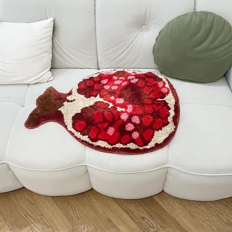 Pomegranate Shaped Bath Mat, Non-slip Soft Absorbent Carpet, Fruit Design Floor Mat for Home Bathroom Living Room Decor