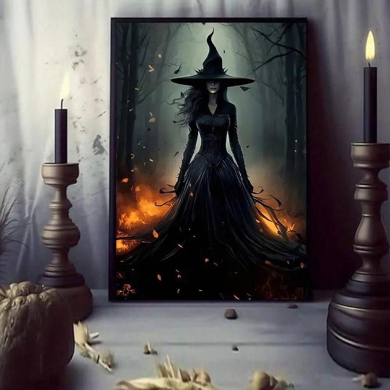 Witch Pattern Canvas Painting without Frame, 1 Count Modern Wall Art Painting, Wall Art Decor for Home Living Room Bedroom Office School