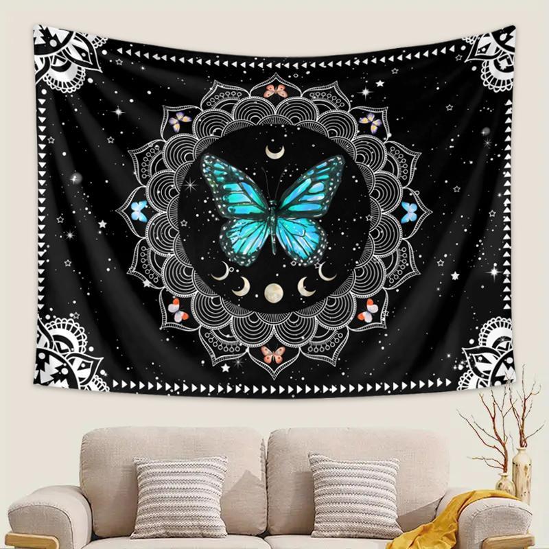 Festival Ornaments, Mandala Flower & Butterfly Pattern Tapestry, Aesthetic Hanging Tapestry, Bedroom Accessories, Wall Art Decoration for Home Dorm Decor