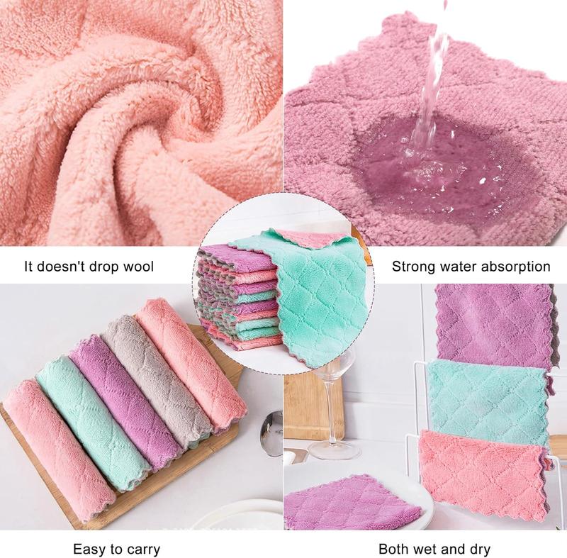 20 Pack Coral Velvet Dish Towels, Super Absorbent Microfiber Tea Towels for Kitchen Cleaning