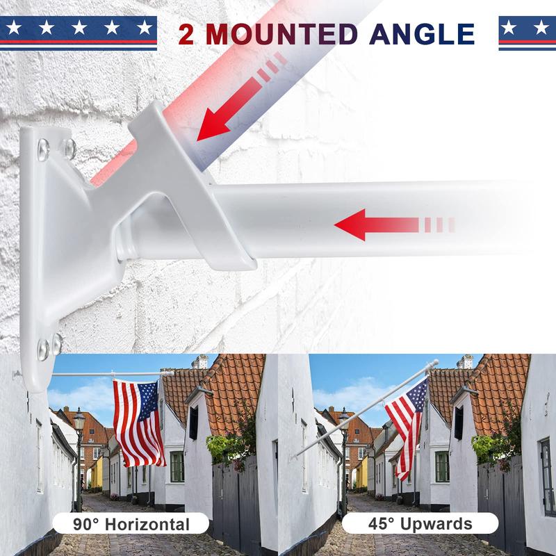 SHEPHOOK Flag Pole Kit Banners Gift-Includes Heavy Duty Tangle Free Flagpole,3*5 Embroidered US Flag,Steel Holder Bracket,for Outside,Porch,Garage