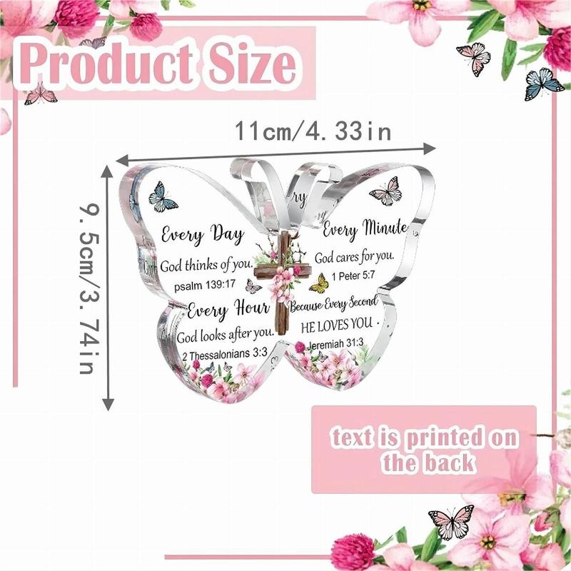 Butterfly Design Acrylic Plaque, 1 Count Bible Verse Pattern Religious Gift, Creative Desktop Ornaments, Faith Memorial Gift