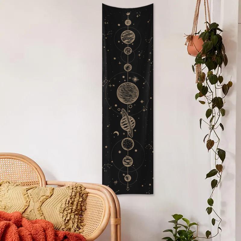 Moon Pattern Tapestry, 1 Count Ramadan Mubarak Wall Hanging Background Decor, Decorative Wall Art For Home Living Room Bedroom Dormitory, Ramadan Decorations for Home, Mubarak Decorations