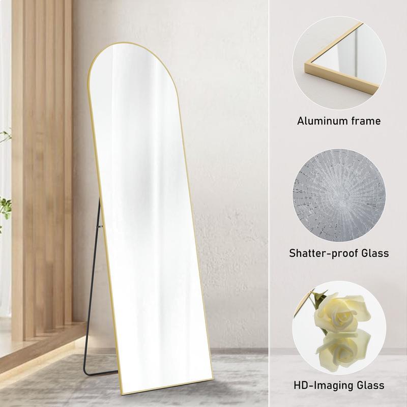 Futurelove Full-Length Arch Floor Standing Mirror, Wall Mirror with Floor Long Stand Mirror, Multiple Sizes, For Home, Bedroom, Living Room, Clothing Store, Salon, 16*59