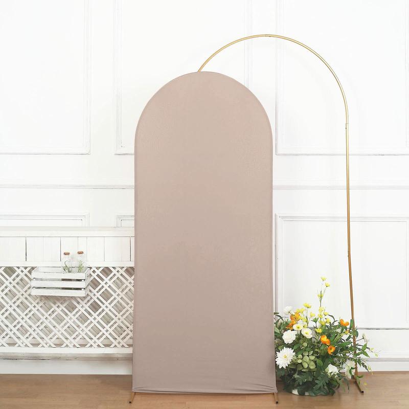 6FT Matte Gold Spandex Fitted Wedding Arch Cover For Round Top Chiara Backdrop Stand, Photography Backdrop, Wedding Decor Stand Covers, Photo Booth Arch, Round Backdrop Covers, Round Board Backdrop, Simple Backdrop, Arch Spandex Cover