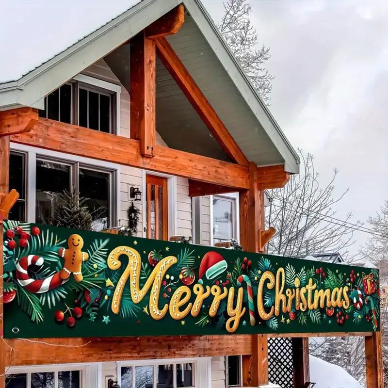 Merry Christmas Banner, 1 Count Outdoor Christmas Banner, Garden Decoration Banner, Festive & Party Supplies, Home Decor, Party Supplies