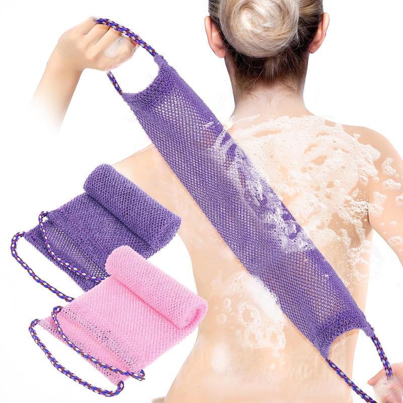 2 Pieces African Exfoliating Net, African Net Sponge Exfoliating Back Scrubber for Shower African Long Net Shower Sponges Exfoliating Loofahs for Women Men Body Washing Accessories