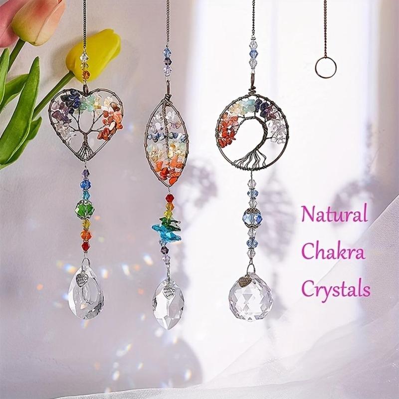 Artificial Crystal Suncatcher, Tree Of Life Design Suncatcher, Boho Style Hanging Decor for Home Garden Yard Balcony