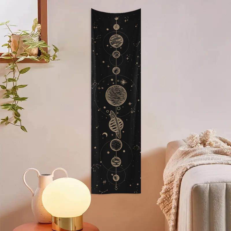 Moon Pattern Tapestry, 1 Count Ramadan Mubarak Wall Hanging Background Decor, Decorative Wall Art For Home Living Room Bedroom Dormitory, Ramadan Decorations for Home, Mubarak Decorations