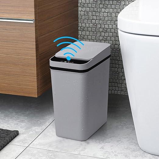 Smart Touchless Bathroom Trash Can 2.2 Gallon Automatic Motion Sensor Rubbish Can with Lid Electric Narrow Small Garbage Bin for Kitchen, Office, Toilet, Bedroom