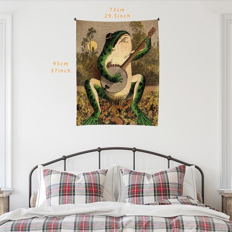 Room Decor Cartoon Frog Pattern Tapestry, 1 Count Halloween Decor Vintage Hanging Blanket, Farmhouse Wall Art Decor for Home Living Room Bedroom