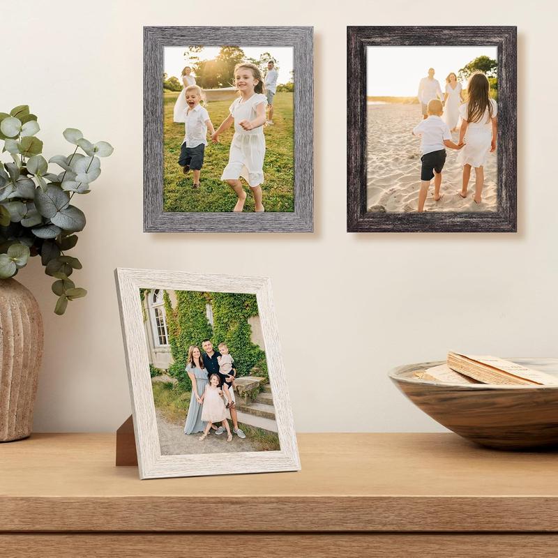 4 Multi Color 8x10 Picture Frames Set, Distressed Rustic 8 x 10 Photo Frames for 8 by 10 inch Pictures for Tabletop and Wall Collage