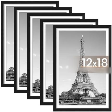 Picture Frame, Display Pictures 5x7 with Mat or 8x10 Without Mat, Wall Hanging Photo Frame, Black, 1 Pack